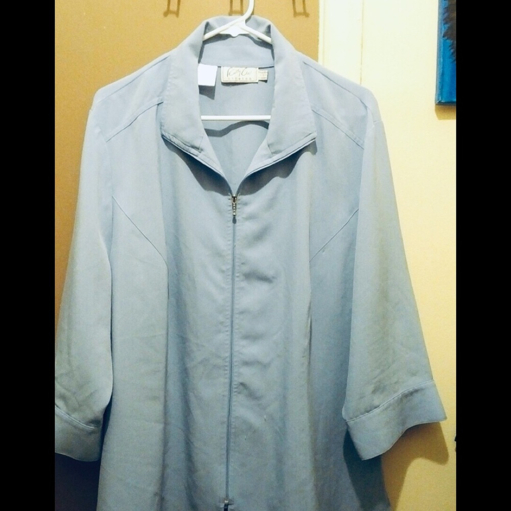 Light Blue zippered blouse